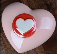 Pink Heart Urn (Red Background)